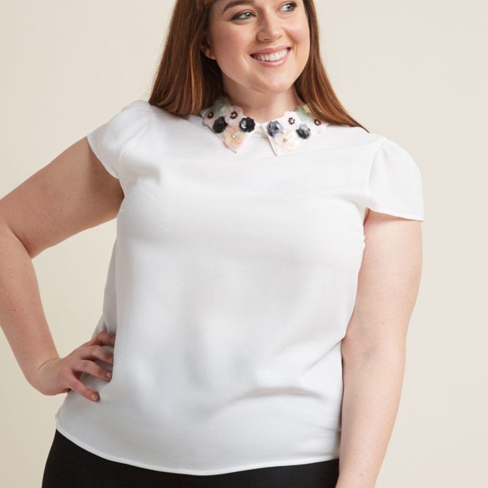 Modcloth louche chiffon blouse with beaded collar